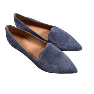 M.Gemi The Gia Designer Luxury Point Italian Leather Loafer Blue Suede Womens 10